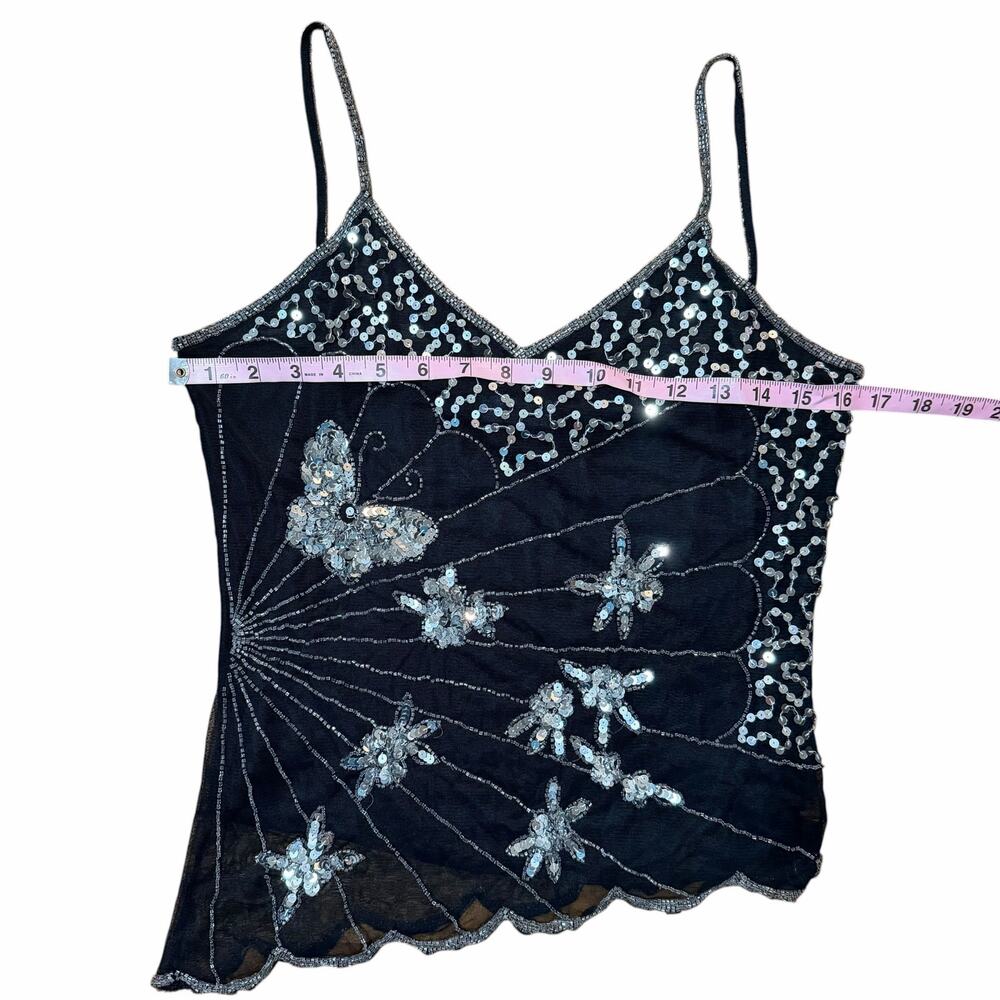 Vintage Y2K Body Central Butterfly Sequin Beaded Top Size Medium - Picture 6 of 6